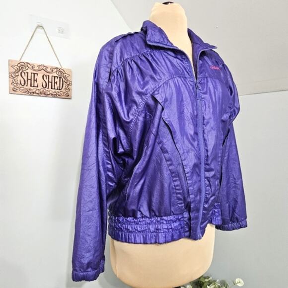 Adidas Purple Wind Breaker Athletic Purple Zip Up Jacket Size Medium - Picture 3 of 15